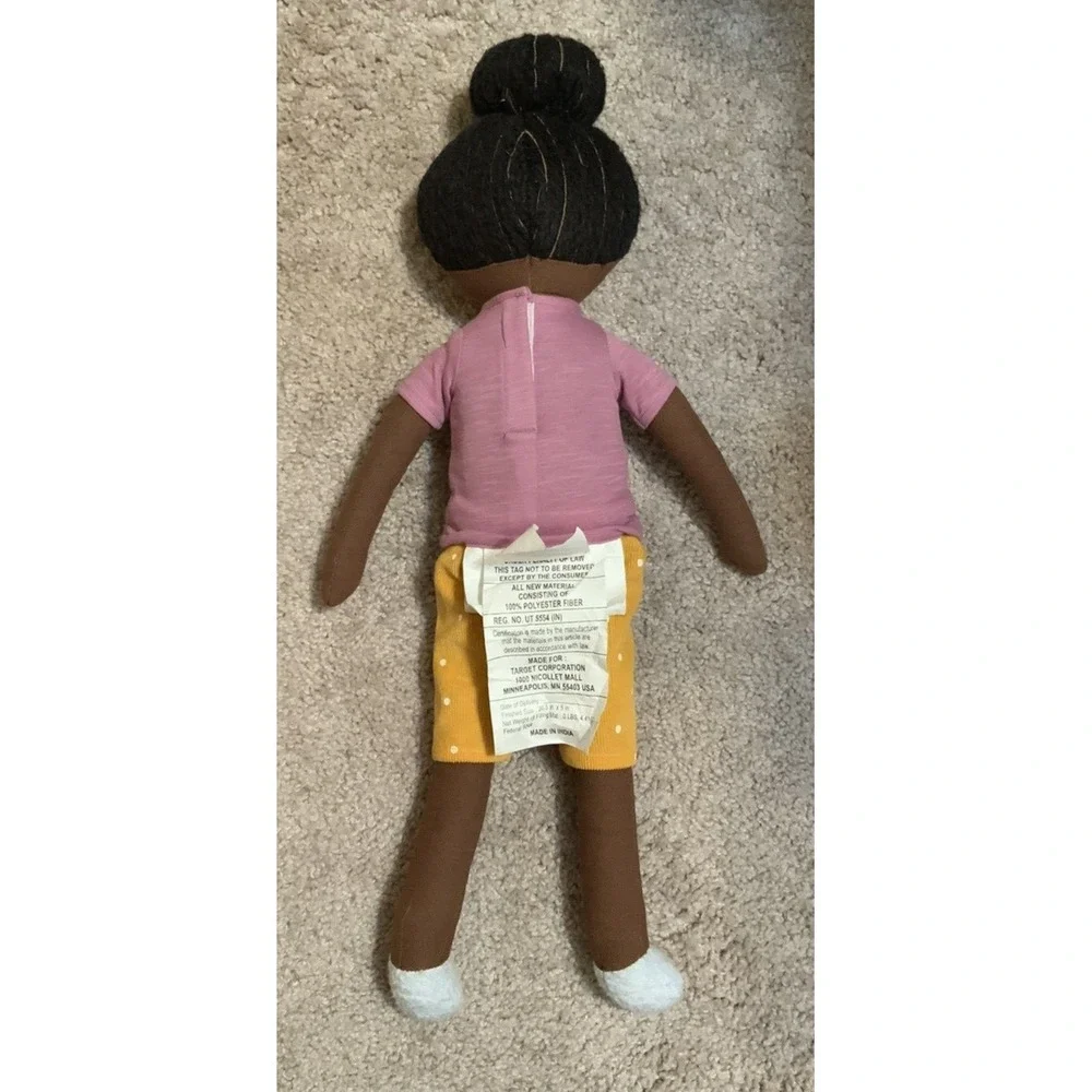 Pillowfort Plush Girl Doll with Purple Shirt Yellow Shorts Decorative Pillow 20